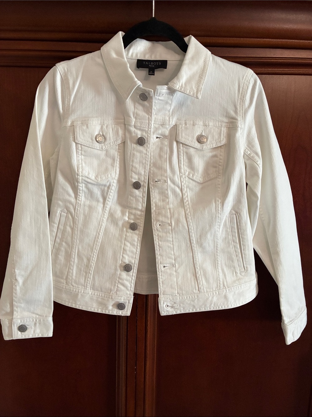 Talbots White Denim Jean Jacket with Button Front
